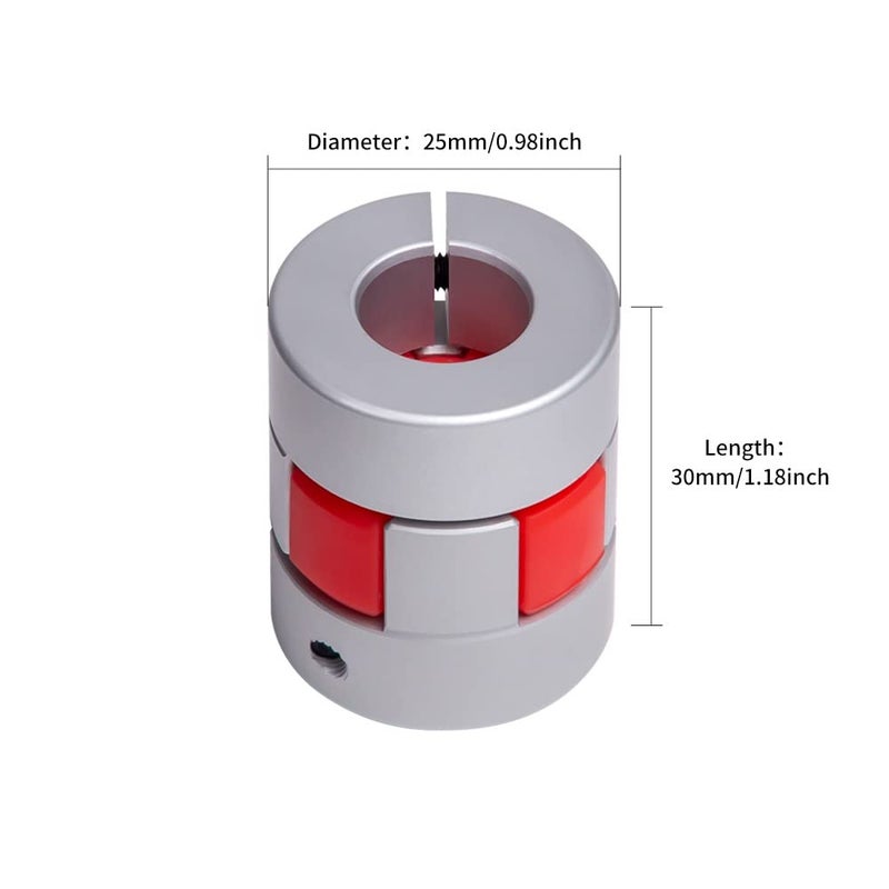 Sinoblu Store Aluminium Plum 3 Pieces Flexible Shaft Coupling Diameter 25mm Length 30mm Connector Flexible Coupler for 3D Printer CNC Machine and Servo Stepped Motor (D25 L30, 5-8mm) - Image 2